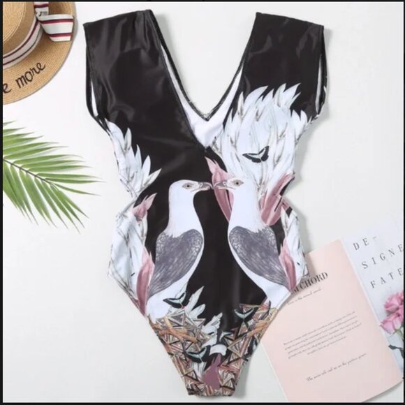 Elaine Exotic: Kissing Love Birds Butterfly Garden Swimsuit Small - Picture 3 of 4